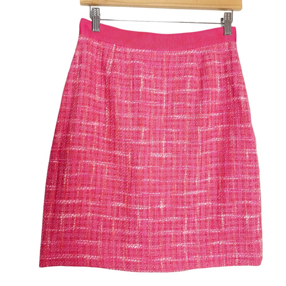 Kate Spade New York Pink Tweed High Waist Preppy Pencil Skirt Size 4